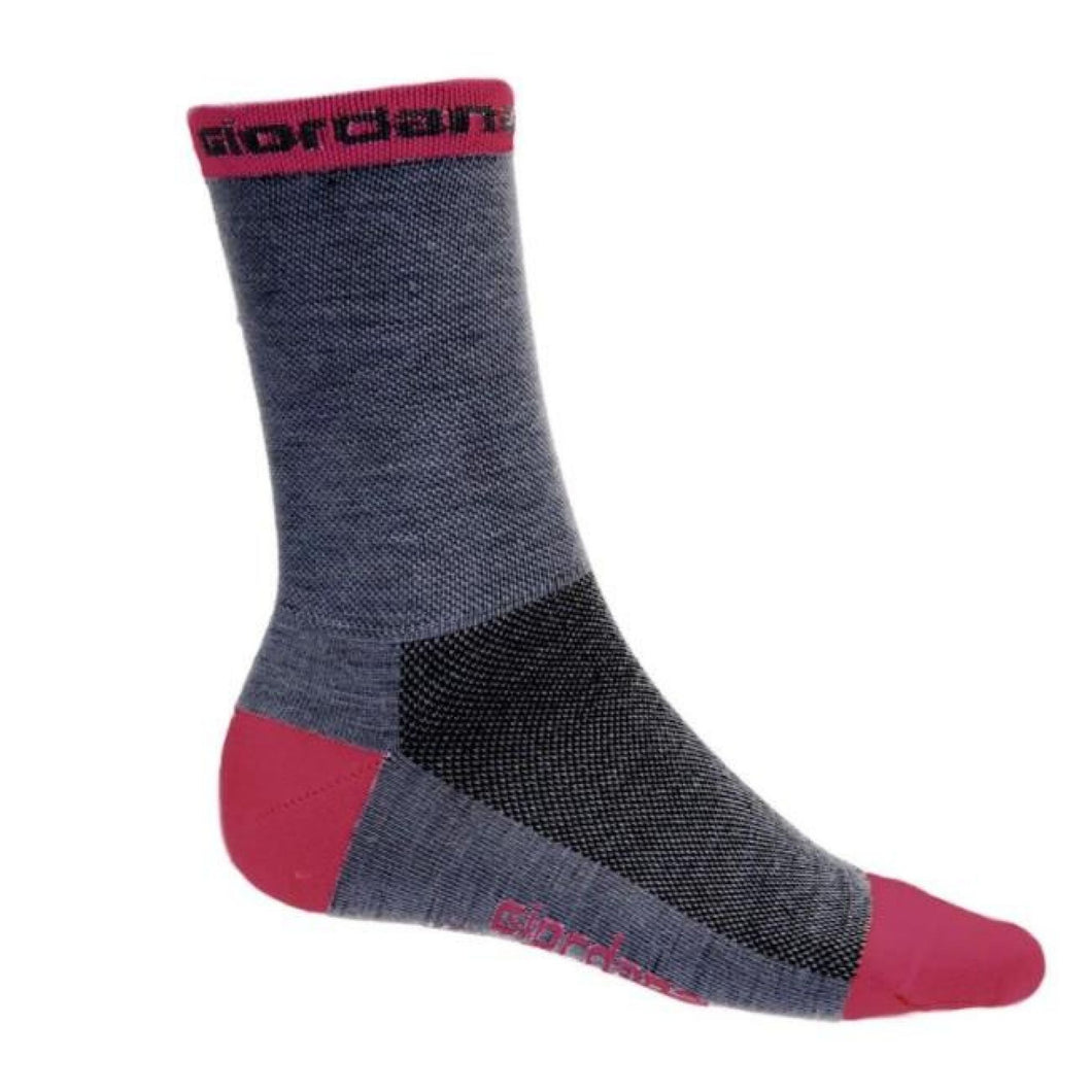 Giordana Merino Wool Sock - Grey/Pink