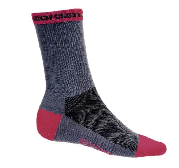 Giordana Merino Wool Sock - Grey/Pink