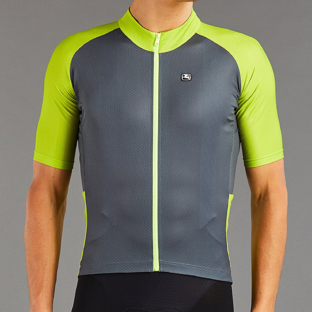 Giordana Lungo S/S Jersey - Dark Grey and Acid Green